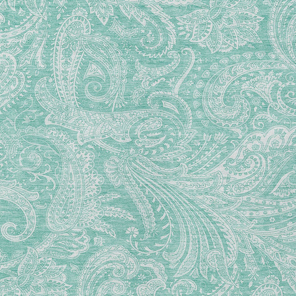 Homeroots 3' Stylish Green And Ivory Paisley Washable Area Rug For Indoor And Outdoor Spaces, Durable Design 10' X 14' Polyester 580195