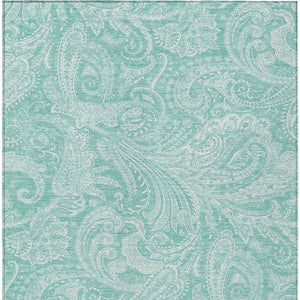 Homeroots 3' Stylish Green And Ivory Paisley Washable Area Rug For Indoor And Outdoor Spaces, Durable Design 10' X 14' Polyester 580195