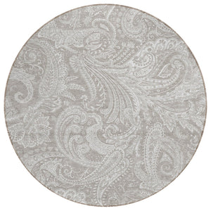 HomeRoots 5' Elegant Taupe Beige and Ivory Paisley Indoor Outdoor Area Rug - Stylish, Washable, Durable Design! 8' Round 580198