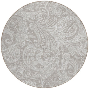 Homeroots 3' Stylish Green And Ivory Paisley Washable Area Rug For Indoor And Outdoor Spaces, Durable Design 8' Round Polyester 580198