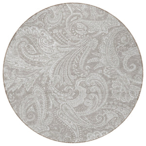 Homeroots 3' Stylish Green And Ivory Paisley Washable Area Rug For Indoor And Outdoor Spaces, Durable Design 8' Round Polyester 580198