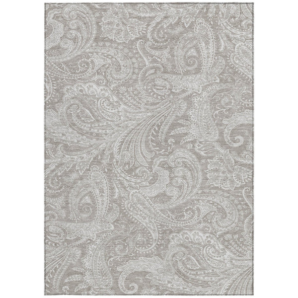 Homeroots 3' Stylish Green And Ivory Paisley Washable Area Rug For Indoor And Outdoor Spaces, Durable Design 8' X 10' Polyester 580199