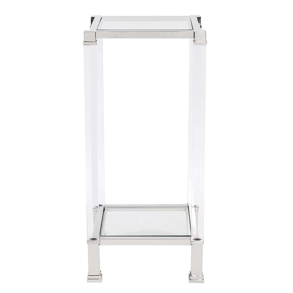 Howard Elliott Clare Pedestal Table - Stunning Mixed Material Design With Acrylic Legs & Tempered Glass Surface Silver Stainless Steel ,Acrylic ,Glass 58020-howard-elliott