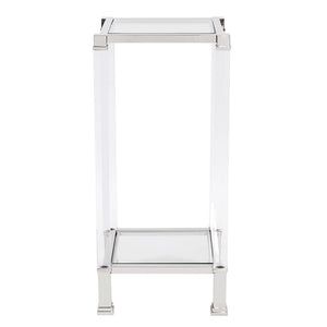 Howard Elliott Clare Pedestal Table - Stunning Mixed Material Design With Acrylic Legs & Tempered Glass Surface Silver Stainless Steel ,Acrylic ,Glass 58020-howard-elliott