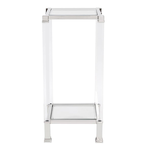 Howard Elliott Clare Pedestal Table - Stunning Mixed Material Design With Acrylic Legs & Tempered Glass Surface Silver Stainless Steel ,Acrylic ,Glass 58020-howard-elliott