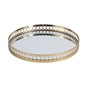 Geneva Round Metal Serving Tray 5802016 Gold Butler Specialty