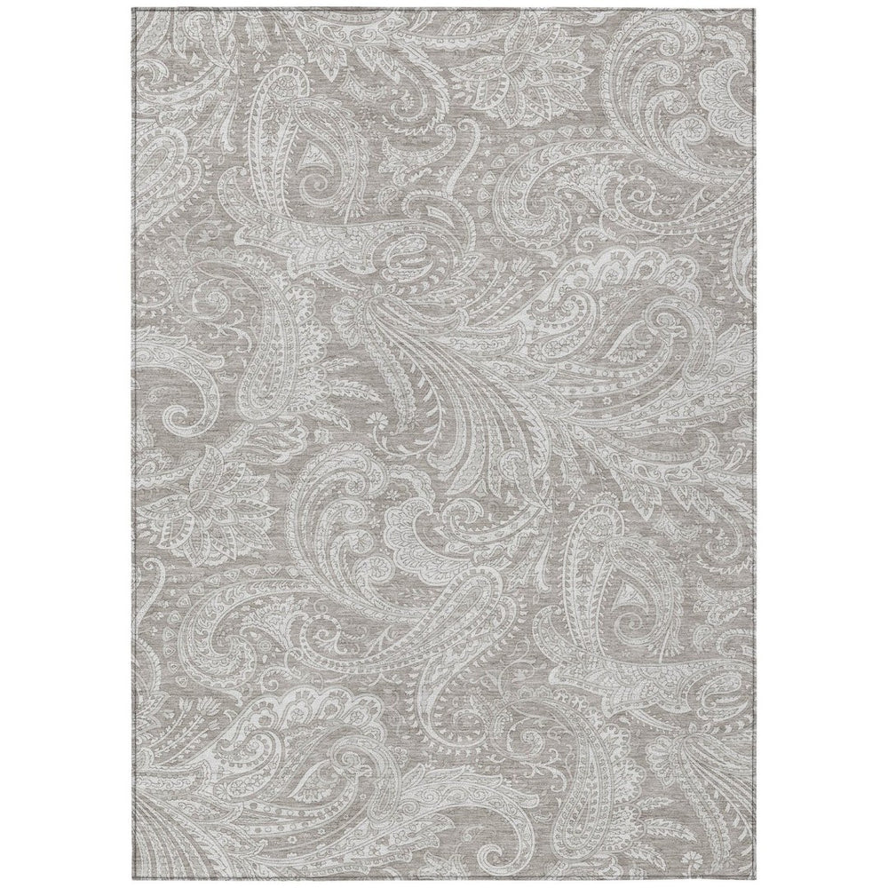 HomeRoots 5' Elegant Taupe Beige and Ivory Paisley Indoor Outdoor Area Rug - Stylish, Washable, Durable Design! 10' X 14' 580201