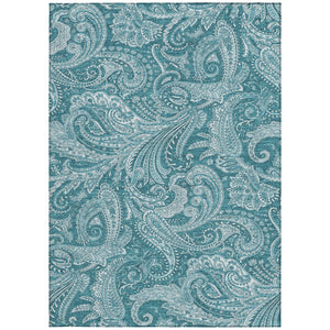 Homeroots 3' Stylish Green And Ivory Paisley Washable Area Rug For Indoor And Outdoor Spaces, Durable Design 3' X 5' Polyester 580202