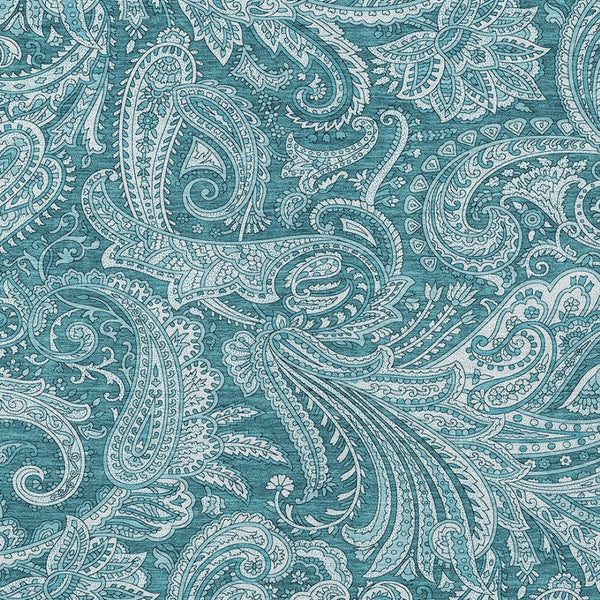 Homeroots 3' Stylish Green And Ivory Paisley Washable Area Rug For Indoor And Outdoor Spaces, Durable Design 8' X 10' Polyester 580205