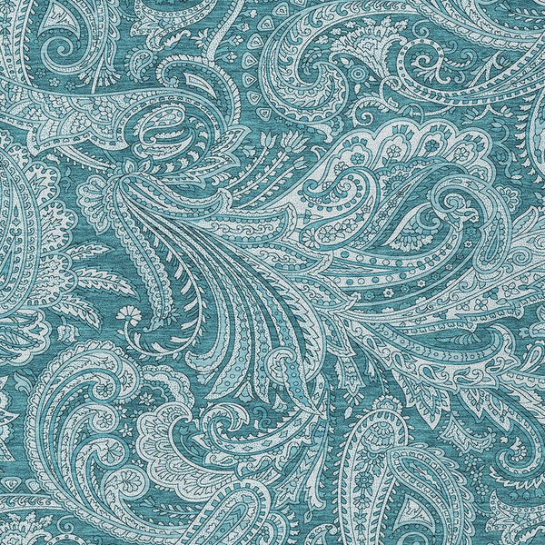 Homeroots 3' Stylish Green And Ivory Paisley Washable Area Rug For Indoor And Outdoor Spaces, Durable Design 10' X 14' Polyester 580207
