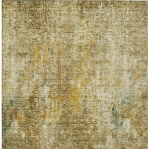Homeroots 3' Brown Beige And Gold Abstract Washable Area Rug For Indoor And Outdoor Spaces, Durable Design 3' X 5' Polyester 580208