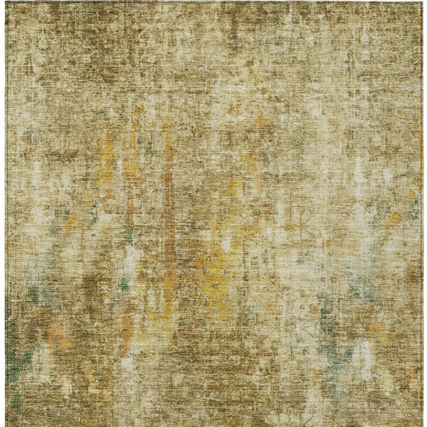 Homeroots 3' Brown Beige And Gold Abstract Washable Area Rug For Indoor And Outdoor Spaces, Durable Design 3' X 5' Polyester 580208