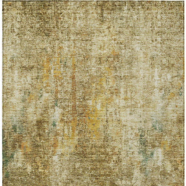Homeroots 3' Brown Beige And Gold Abstract Washable Area Rug For Indoor And Outdoor Spaces, Durable Design 8' X 10' Polyester 580211