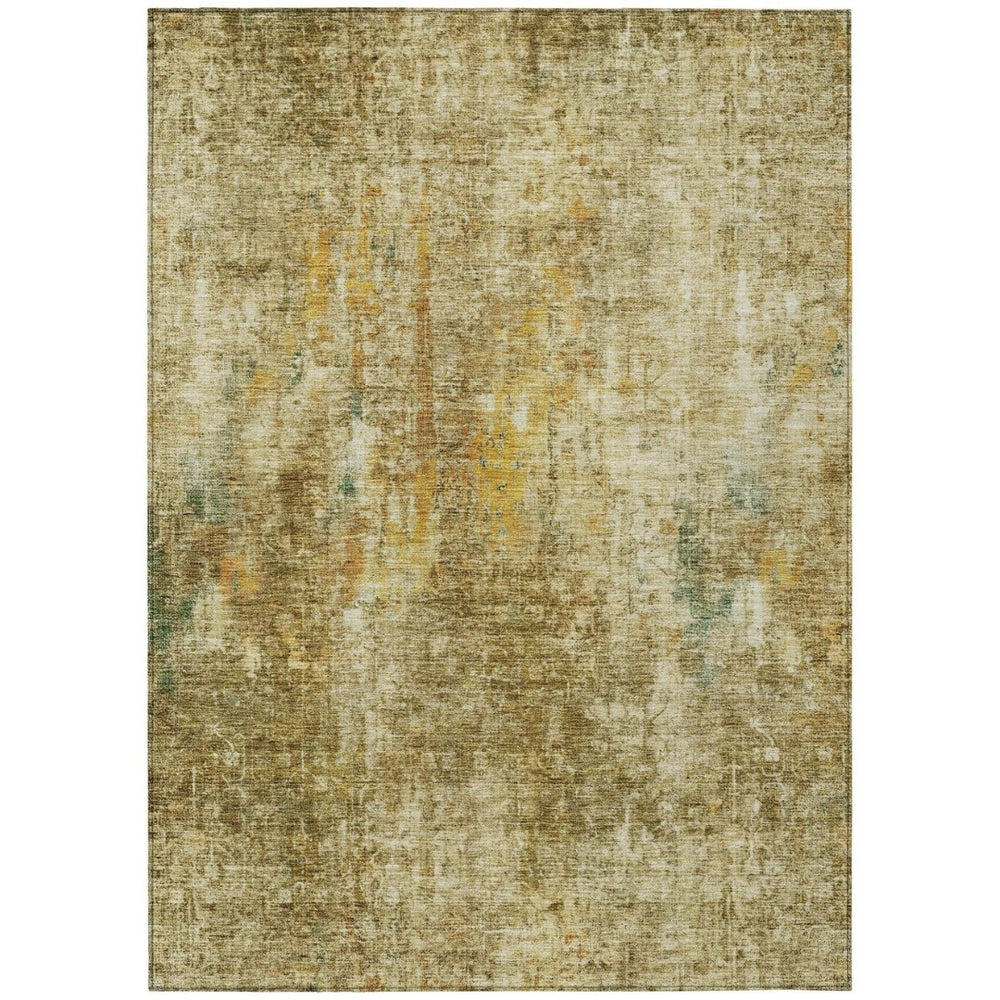 HomeRoots 9' Abstract Brown, Beige, and Gold Area Rug – Durable, Washable Design for Indoor and Outdoor Spaces 9' X 12' 580212