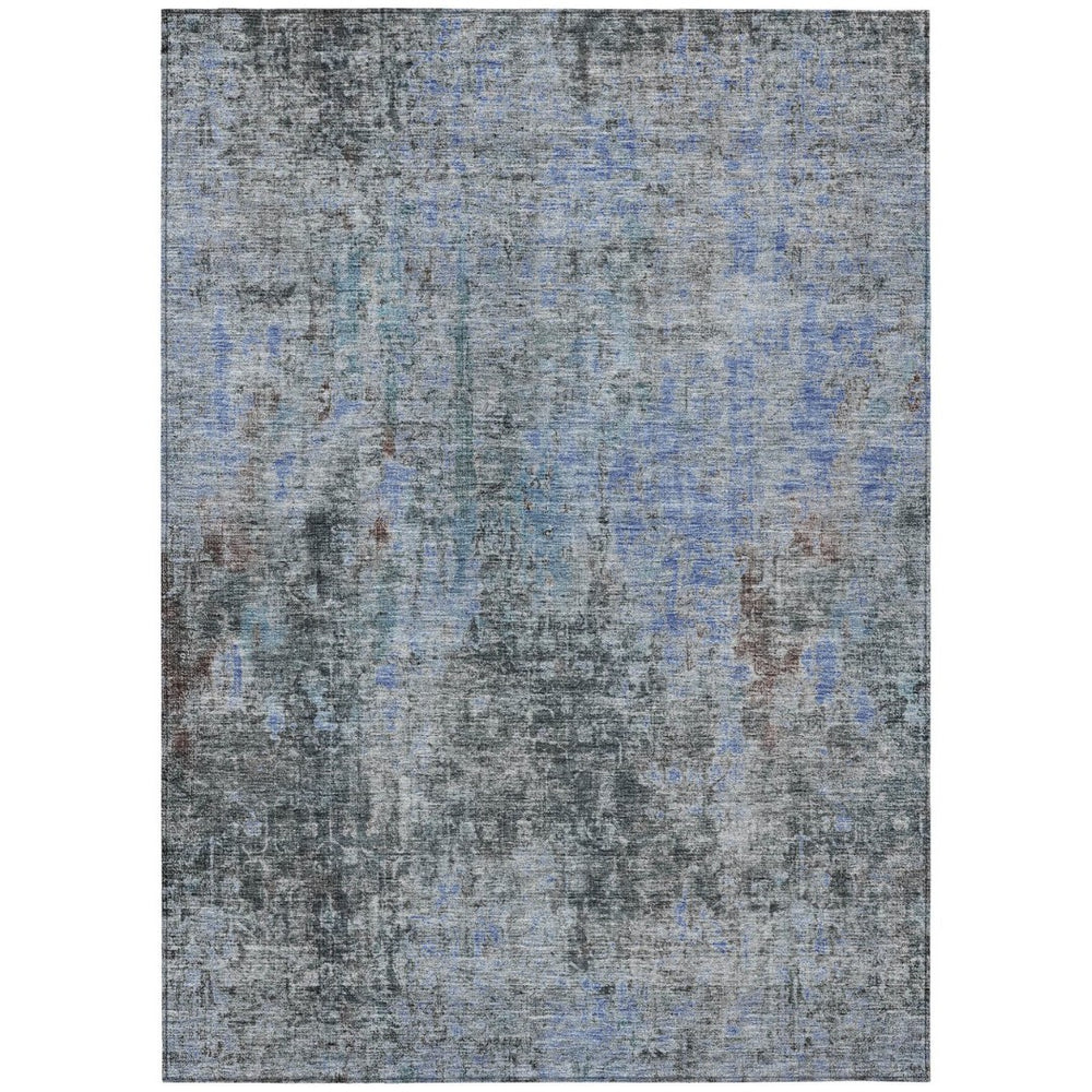 HomeRoots 9' Gray Charcoal and Blue Abstract Wash Indoor/Outdoor Rug – Durable, Machine Washable, Versatile Design! 9' X 12' 580218