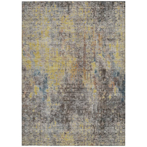 Homeroots 3' Brown Beige And Gold Abstract Washable Area Rug For Indoor And Outdoor Spaces, Durable Design 3' X 5' Polyester 580220
