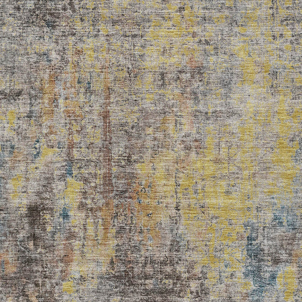 Homeroots 3' Brown Beige And Gold Abstract Washable Area Rug For Indoor And Outdoor Spaces, Durable Design 5' X 8' Polyester 580221