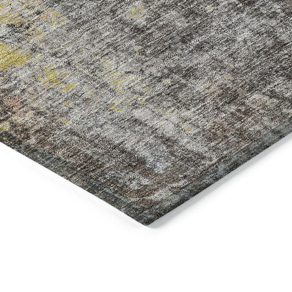 Homeroots 3' Brown Beige And Gold Abstract Washable Area Rug For Indoor And Outdoor Spaces, Durable Design 8' X 10' Polyester 580223