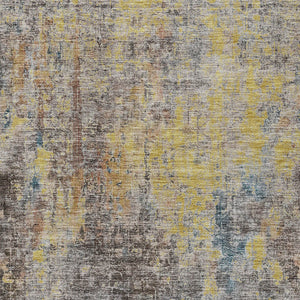 Homeroots 3' Brown Beige And Gold Abstract Washable Area Rug For Indoor And Outdoor Spaces, Durable Design 10' X 14' Polyester 580225