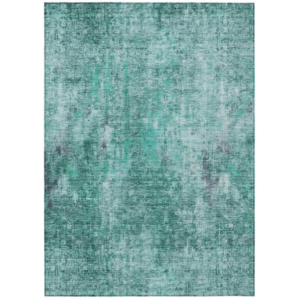 HomeRoots 5' Modern Teal and Gray Abstract Washable Area Rug – Durable, Stylish, Perfect for Indoor/Outdoor Spaces 10' X 14' 580231