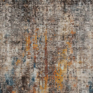 Homeroots 3' Brown Beige And Gold Abstract Washable Area Rug For Indoor And Outdoor Spaces, Durable Design 5' X 8' Polyester 580233