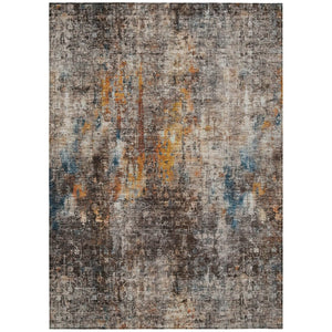 HomeRoots 5' Contemporary Abstract Area Rug in Taupe, Chocolate, and Copper – Durable for Indoor & Outdoor Use 8' X 10' 580235