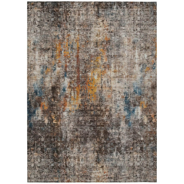 HomeRoots 5' Contemporary Abstract Area Rug in Taupe, Chocolate, and Copper – Durable for Indoor & Outdoor Use 8' X 10' 580235