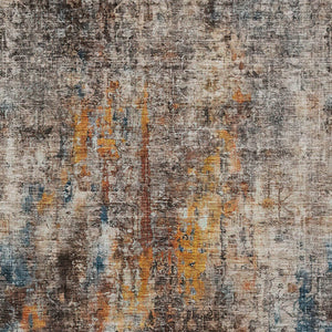 Homeroots 3' Brown Beige And Gold Abstract Washable Area Rug For Indoor And Outdoor Spaces, Durable Design 8' X 10' Polyester 580235