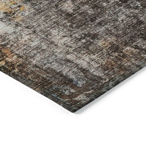 Homeroots 3' Brown Beige And Gold Abstract Washable Area Rug For Indoor And Outdoor Spaces, Durable Design 9' X 12' Polyester 580236