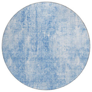 HomeRoots 5' Denim Blue and Ivory Abstract Area Rug - Stylish, Washable, Indoor/Outdoor Design for Versatile Spaces 8' Round 580240
