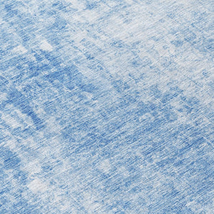 HomeRoots 5' Denim Blue and Ivory Abstract Area Rug - Stylish, Washable, Indoor/Outdoor Design for Versatile Spaces 8' Round 580240