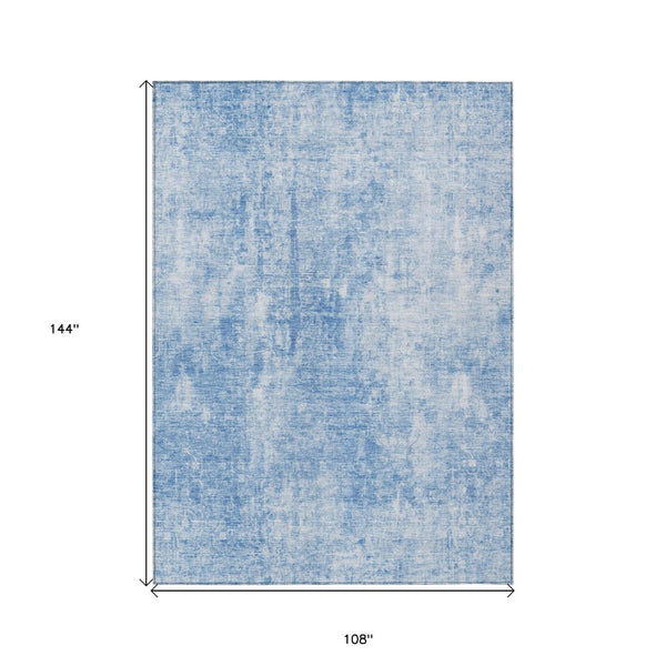 HomeRoots 9' Denim Blue and Ivory Abstract Area Rug - Modern, Washable Design for Indoor and Outdoor Spaces 9' X 12' 580242