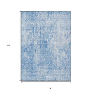 HomeRoots 5' Denim Blue and Ivory Abstract Area Rug - Stylish, Washable, Indoor/Outdoor Design for Versatile Spaces 10' X 14' 580243