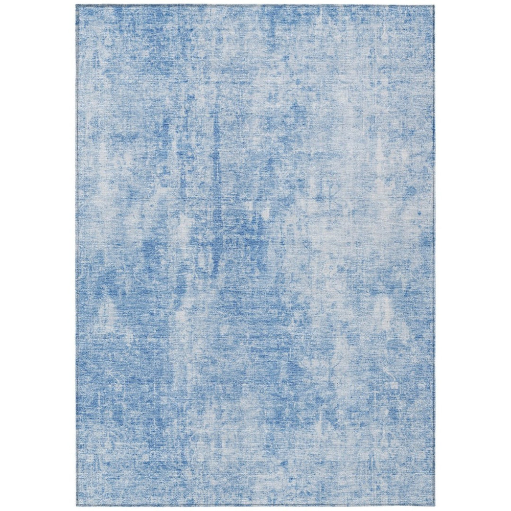 HomeRoots 5' Denim Blue and Ivory Abstract Area Rug - Stylish, Washable, Indoor/Outdoor Design for Versatile Spaces 10' X 14' 580243