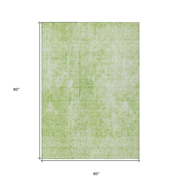 HomeRoots 5' Abstract Green and Ivory Area Rug - Washable, Durable Indoor/Outdoor Comfort for Any Space 5' X 8' 580245