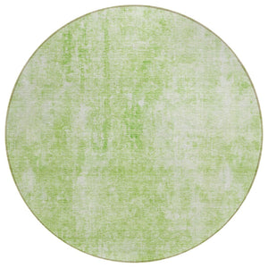 HomeRoots 5' Abstract Green and Ivory Area Rug - Washable, Durable Indoor/Outdoor Comfort for Any Space 8' Round 580246