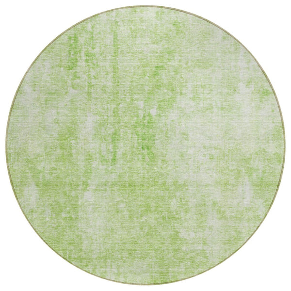 HomeRoots 5' Abstract Green and Ivory Area Rug - Washable, Durable Indoor/Outdoor Comfort for Any Space 8' Round 580246