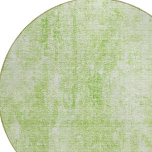 HomeRoots 5' Abstract Green and Ivory Area Rug - Washable, Durable Indoor/Outdoor Comfort for Any Space 8' Round 580246