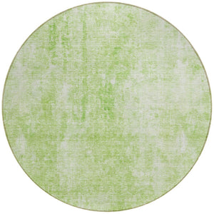 HomeRoots 5' Abstract Green and Ivory Area Rug - Washable, Durable Indoor/Outdoor Comfort for Any Space 8' Round 580246
