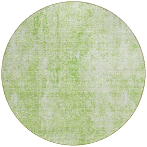 HomeRoots 5' Abstract Green and Ivory Area Rug - Washable, Durable Indoor/Outdoor Comfort for Any Space 8' Round 580246