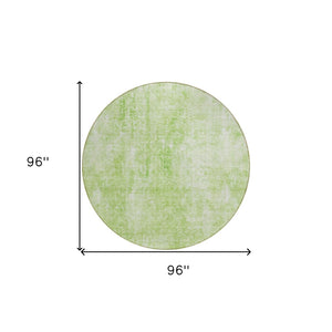 HomeRoots 5' Abstract Green and Ivory Area Rug - Washable, Durable Indoor/Outdoor Comfort for Any Space 8' Round 580246