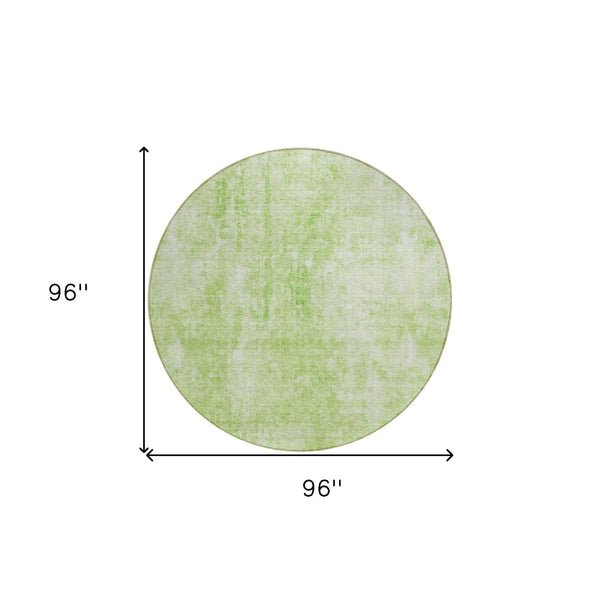 HomeRoots 5' Abstract Green and Ivory Area Rug - Washable, Durable Indoor/Outdoor Comfort for Any Space 8' Round 580246