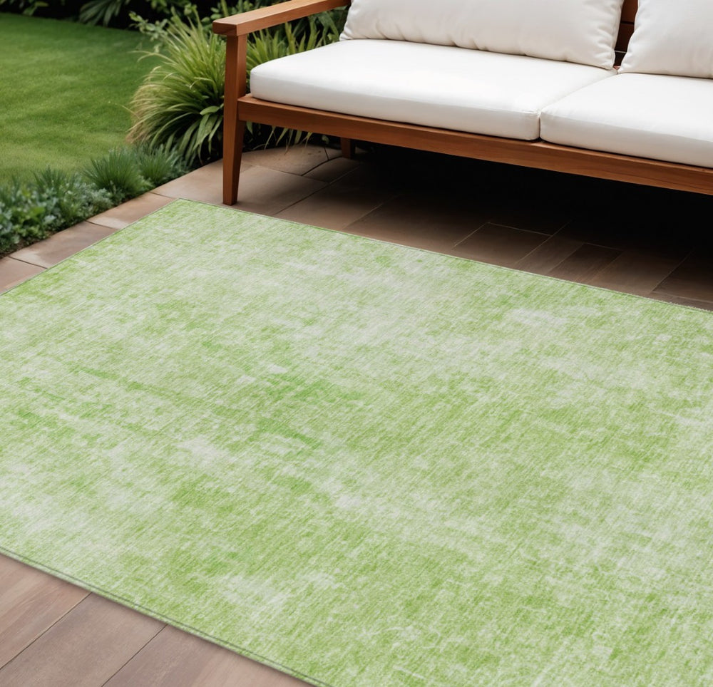 HomeRoots 5' Abstract Green and Ivory Area Rug - Washable, Durable Indoor/Outdoor Comfort for Any Space 10' X 14' 580249
