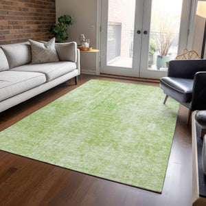 HomeRoots 5' Abstract Green and Ivory Area Rug - Washable, Durable Indoor/Outdoor Comfort for Any Space 10' X 14' 580249