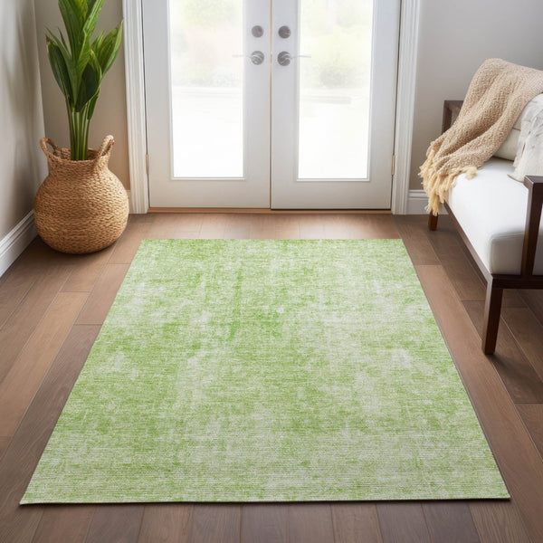 HomeRoots 5' Abstract Green and Ivory Area Rug - Washable, Durable Indoor/Outdoor Comfort for Any Space 10' X 14' 580249