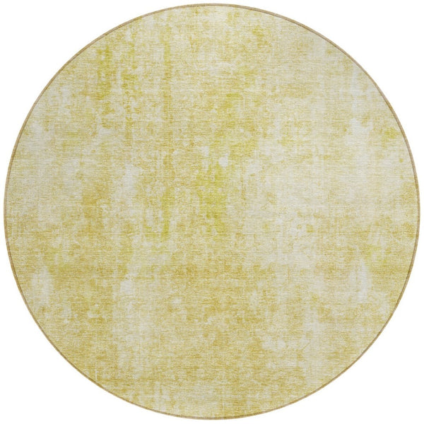 HomeRoots 5' Gold Wheat and Ivory Abstract Area Rug - Washable, Durable, Perfect for Indoor and Outdoor Spaces 8' Round 580252