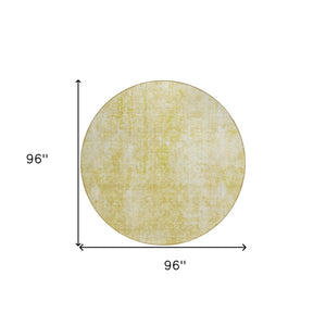 HomeRoots 5' Gold Wheat and Ivory Abstract Area Rug - Washable, Durable, Perfect for Indoor and Outdoor Spaces 8' Round 580252