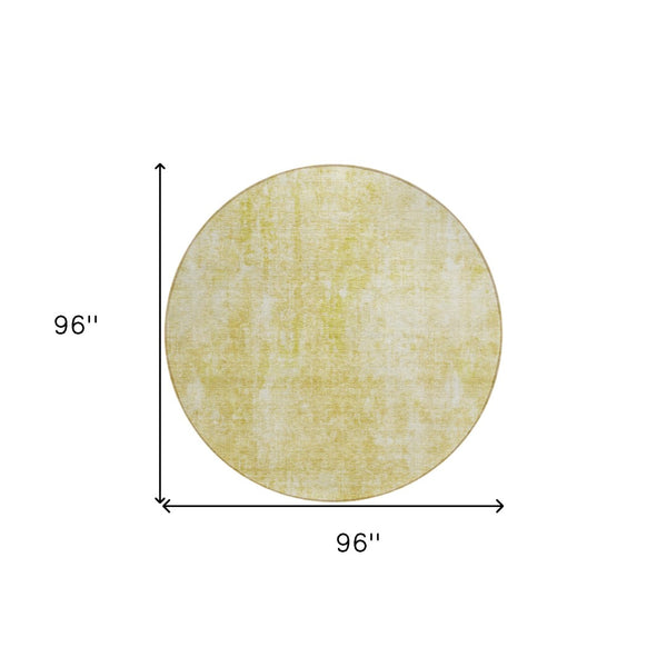 HomeRoots 5' Gold Wheat and Ivory Abstract Area Rug - Washable, Durable, Perfect for Indoor and Outdoor Spaces 8' Round 580252