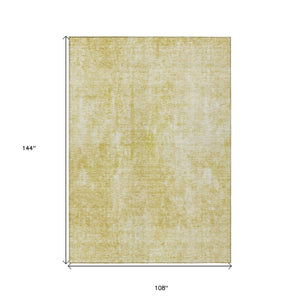 HomeRoots 9' Gold Wheat and Ivory Abstract Washable Area Rug for Indoor and Outdoor Spaces - Durable Elegance 9' X 12' 580254