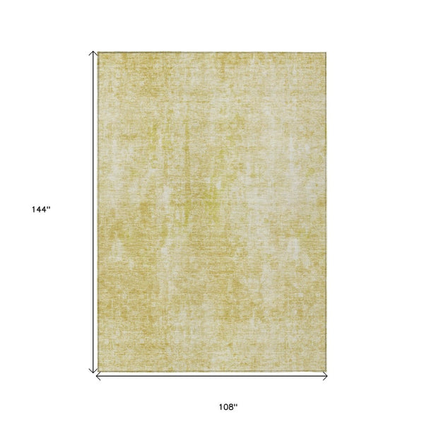 HomeRoots 9' Gold Wheat and Ivory Abstract Washable Area Rug for Indoor and Outdoor Spaces - Durable Elegance 9' X 12' 580254